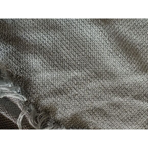 NWT Zara M Distressed Metallic Accent Fringe Pullover Sweater Cotton Blend - Picture 4 of 8
